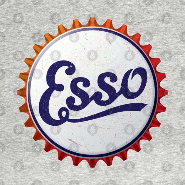 Esso Gasoline Bottle Cap Retro T-Shirt by funkymonkeytees